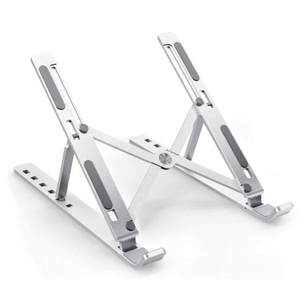 Portable Foldable Laptop Stand – Adjustable Aluminum Metal Stand with Anti-Slip Rubber Grips Ergonomic Folding Laptop Holder