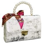 Luxury Pearl Handle Handbag for Women – Silver Metallic Party Purse with Scarf Accent - Image 8