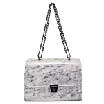 Silver Textured Shoulder Bag with Chain Strap – Elegant & Versatile