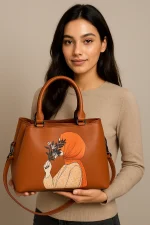 Trendy Printed Handbag for Women – Stylish Shoulder & Crossbody Bag with Artistic Design - Image 5